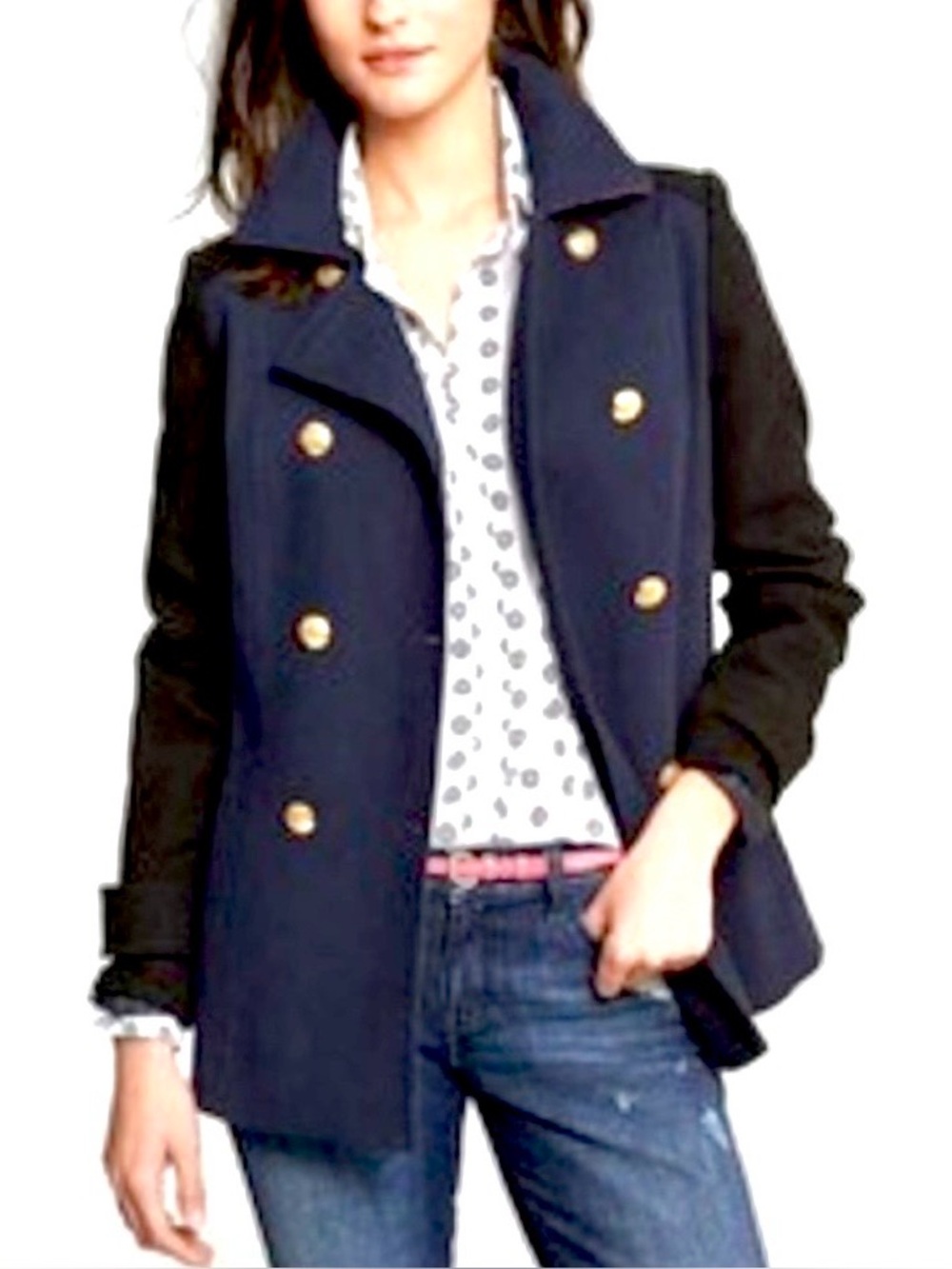 Naval Cotton Brass Button Pea Coat